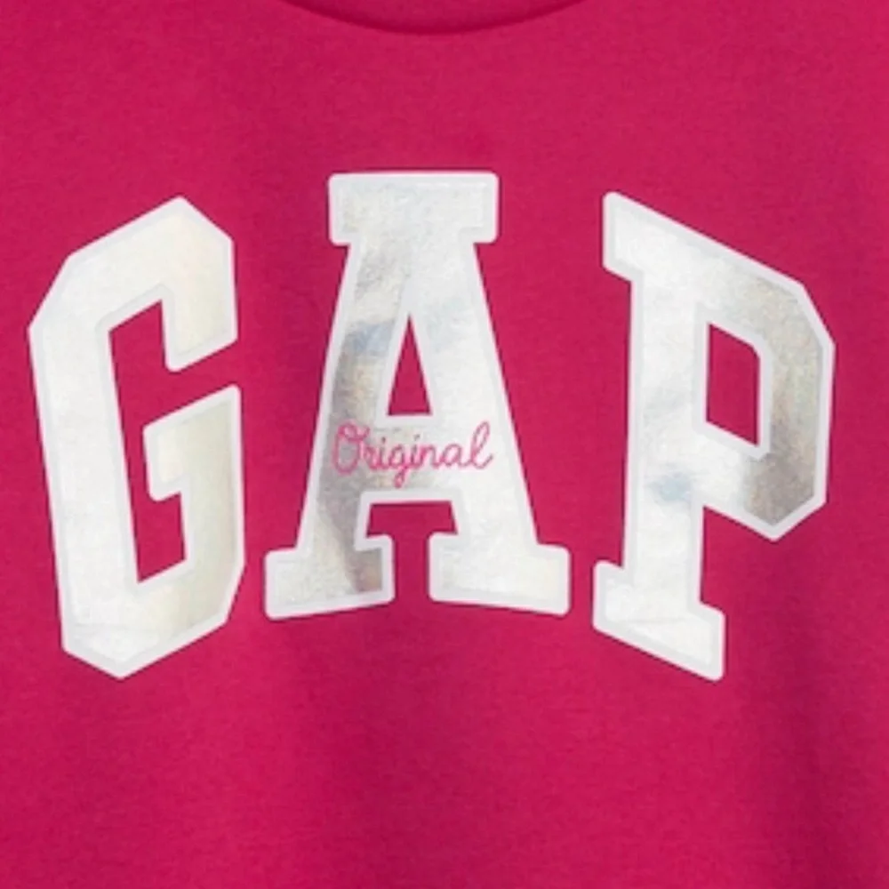 GAP KIDS GIRLS METALLIC LOGO SWEATSHIRT - PINK SIZE SMALL (NEW WITH TAGS) A13